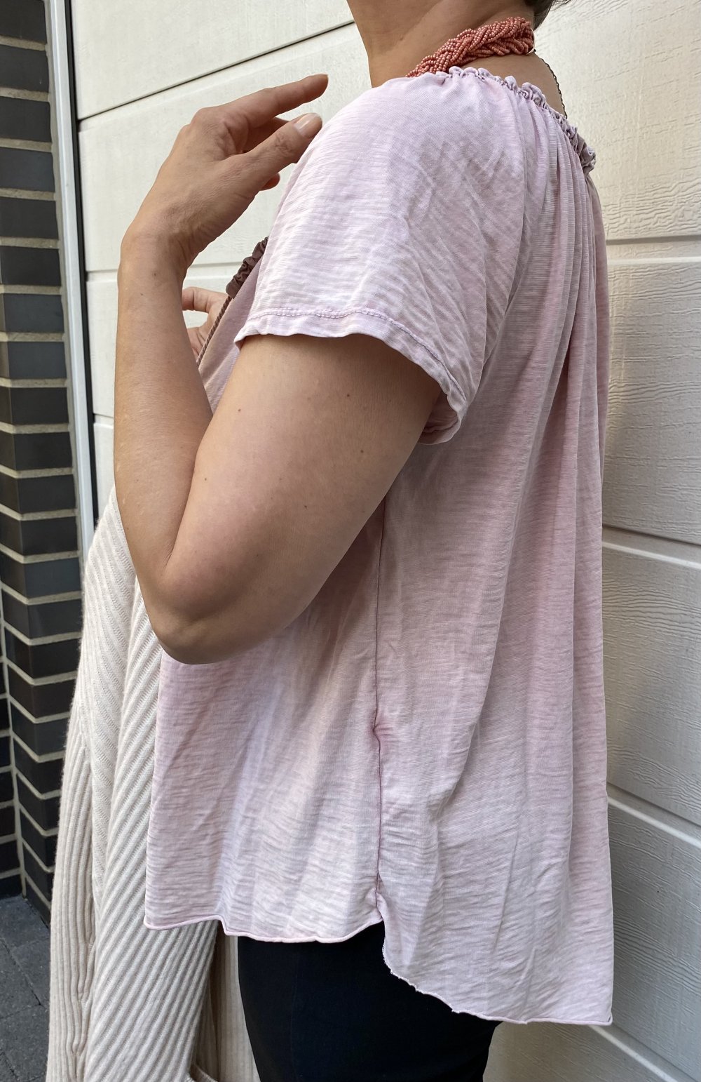 Made in Italy, Shirt kurzarm, runder Ausschnitt, rosé Gr. 42-44