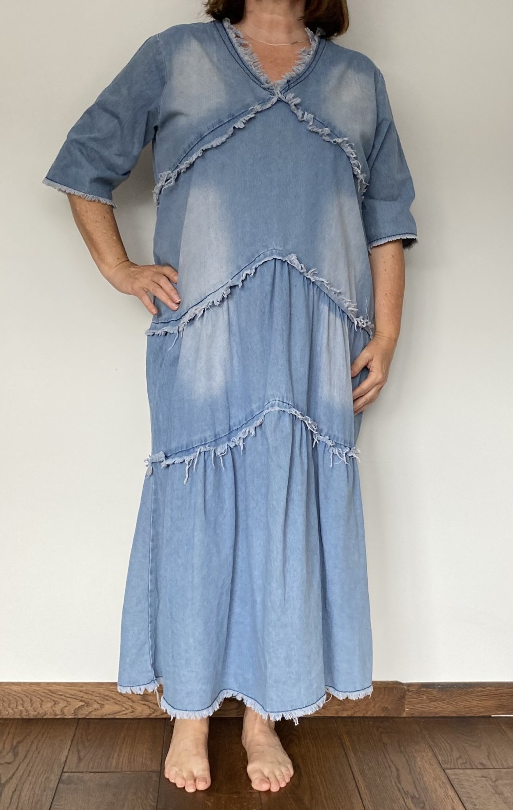 Denim, Jeanskleid, Maxi, used Look, kurzarm, Gr.XL