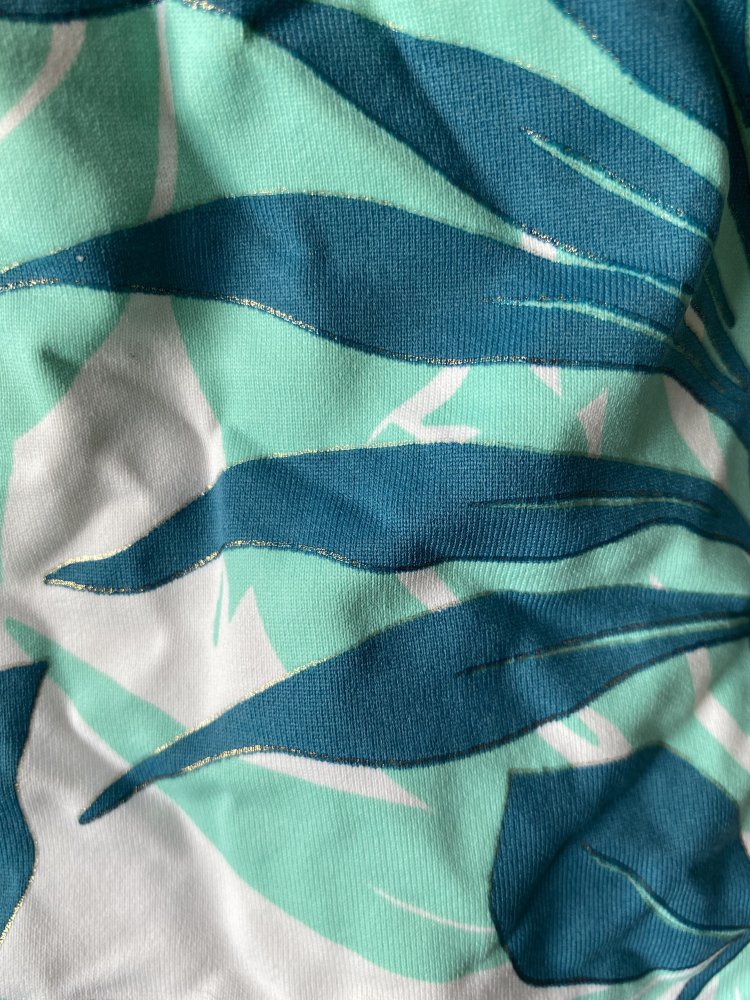 Lascana, Bikini, neuwertig, florales Muster, türkis/gold, Gr. 34