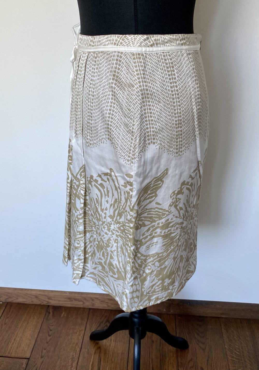 Esprit, Rock, gemustert, Falten, weiß/ natur Töne, Gr. 38