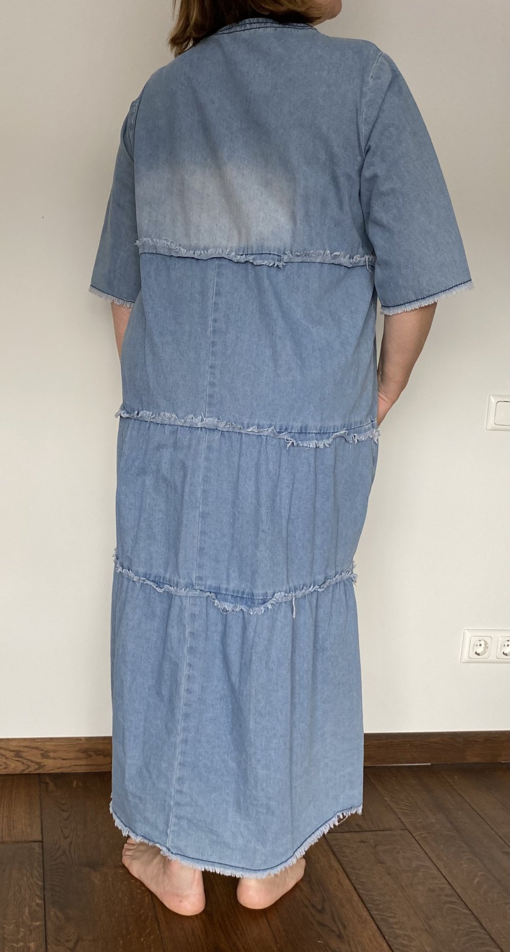 Denim, Jeanskleid, Maxi, used Look, kurzarm, Gr.XL