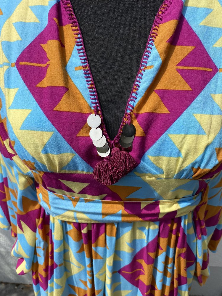 Feather & Find, Neu, Maxikleid, Bali, Boho, Aztec Muster, onesize