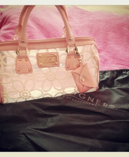 Romantische und verspielte transparente Handtasche mit aufgenähten Blumen 