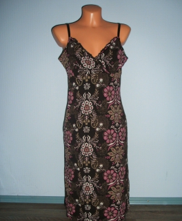 Tom Taylor Sommer Kleid Gr. M 2-lagig Hippie Boho Blumen Muster braun Trägerkleid lang Maxikleid