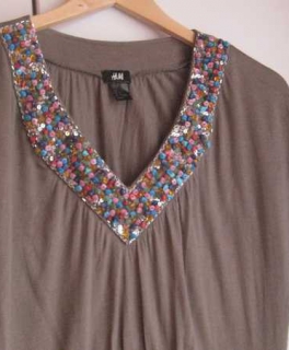 Schönes Sommerkleid oliv grün von H&M mit bunten Steinchen * Hippie Stil* *Boho*