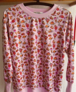 rosa Sweater mit Süßigkeitenprint aus Harajuku