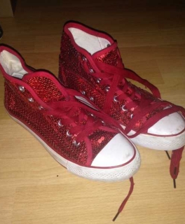 Rote Pailetten Chucks Karneval gr 39