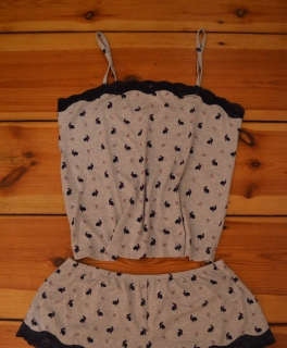 Neues Wäsche Set Accessorize grau meliert mit lila Spitze Gr. L 