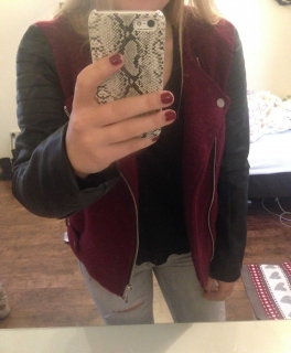 Bikerjacke mit Lederärmeln