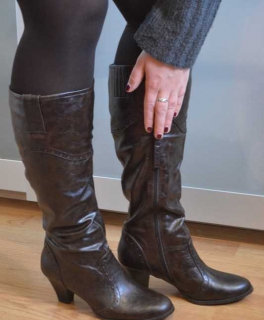 Lederstiefel echt! Esprit Winter Stiefel Reißverschluss kleiner Absatz - NEU