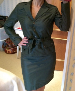 NEU Business Kostüm Military Rock Jacket Blazer Damen M 38 grün oliv khaki kaki