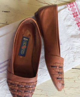 Ecco Advanzi Ballerinas, Slipper, Leder, Größe 37, Vintage, Blogger, Boho Hipster Vintage Ethno Urban Swag