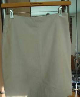 H&M Premium Echt Leder Velourleder, Lederrock beige