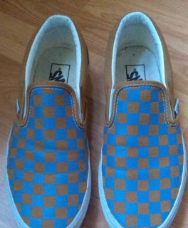 VANS/Karomuster/Blau/Golden/Slip On