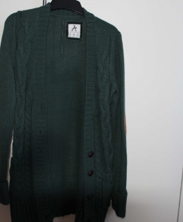 dunkel grüner Zopfmuster Cardigan