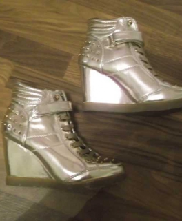 Keil Sneaker Stiefeletten Gold 39