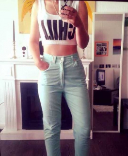 MCM Hose High Waist Vintage Original Mintgrün Türkis Pastell