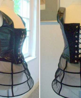  Lack Mieder Corsage XS schwarz Brokat pin up burlesque gothic steampunk