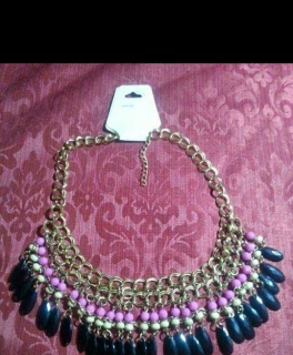 pink, bohemian hot vintage necklace