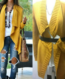 Cradigan / Poncho Senf NEU