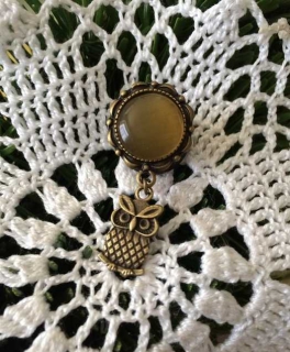 Vintage Plugs mit Eule, Eulen Anhänger, Retro, Antik Bronze, Tunnel