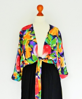 vintage knotenbluse sommerbluse bauchfreie bluse bunt