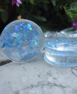 Plugs mit blauen Kristallen 24mm