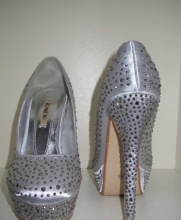 High Heels silber mit Strasssteinen Gr. 36