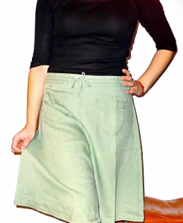 Chilliger hellgrüner A-Line Leinenrock 36-40