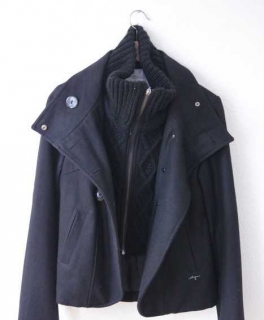 Tolle Winterjacke mit Strick in schwarz