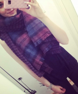 XXL Blogger Tartan Schal kariert karo XL Wickelschal winter Herbst weinrot blau Wendeschal Hahnentritt Must have!!