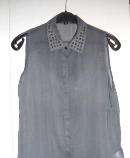 Transparente Bluse inkl Nieten-Kragen