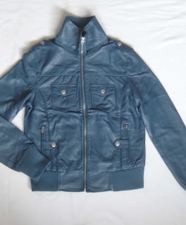 Kunstlederjacke in Blau, Fishbone