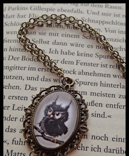 Cabochon Kette, Eule, Owl, vintage, blogger, hipster