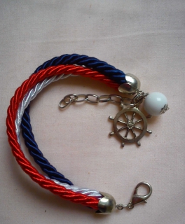 Armband Steuerrad Perle Kordel rot weiß blau