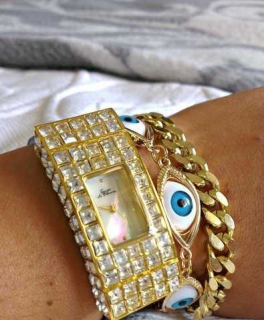 *NEU* Blogger Swarovski-Armbanduhr Echtleder glitzer // Preis verhandelbar!