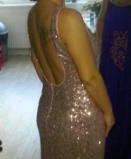 Abendkleid Paillettenkleid mit kleiner Schleppe Rückendekolleté für Feier VB