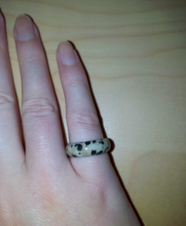 Edelstein Ring - Schwarz, Grau, Weiß - 16 mm Durchmesser