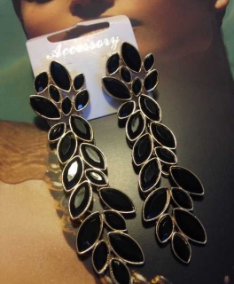 XXL Ohrstecker schwarz gold Blogger Primark Blätter Zweig