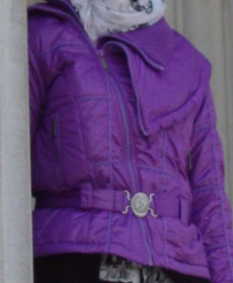 Sexy Diesel Jacke mit Snood lila wet look glänzend Gr. L 40 / 42