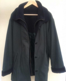 Dunkelgrün schwarzer oversize Parka mit Fleece Gr. M L