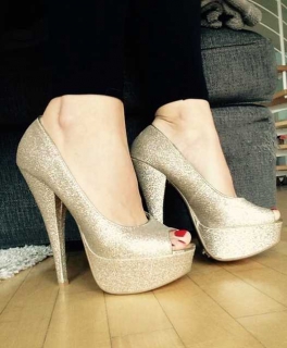 Glitzer Highheels Primark Gold Silvester Plateau Gr.38