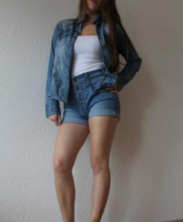 Jeans Hemd Used Look Farbklekse blau