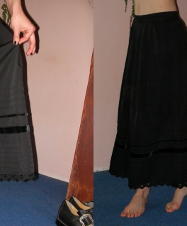  Rock schwarz Spitzenverzierung Trachten