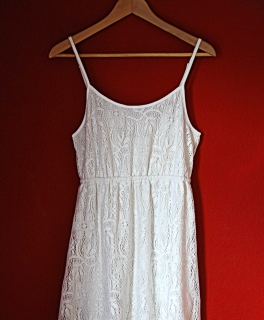 weißes Spitzenkleid spaghettiträger wie Hollister