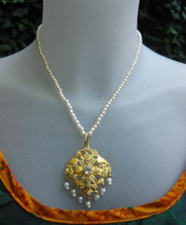 Hippie Indien Kette Bohéme, gold  Perlen