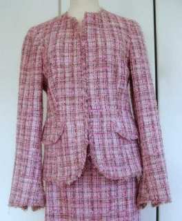 Marc Aurel NP 150 Euro Gr. 36 Fransen Tweed Kostüm rosa weiß nude grün wie neu blogger