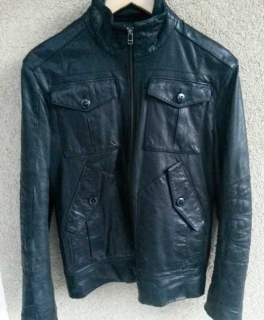 Schwarze Lederjacke (echtes Leder!) Größe S / WE