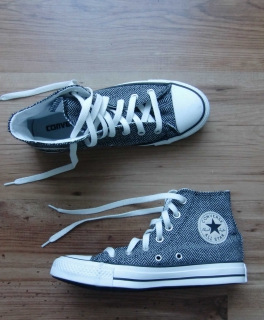 Converse Chucks Hi TWEED fishbone Black White 37,5