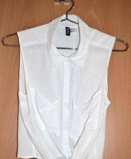 weiße bauchfreie, ärmellose Bluse / H&M 